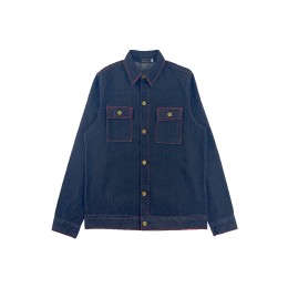 網上下單訂購男裝牛仔外套  自訂金屬鈕扣團體牛仔外套  牛仔褸專門店  紅色撞色車線設計  JN024 網上下單訂購男裝牛仔外套  自訂金屬鈕扣團體牛仔外套  牛仔褸專門店  紅色撞色車線設計  JN024